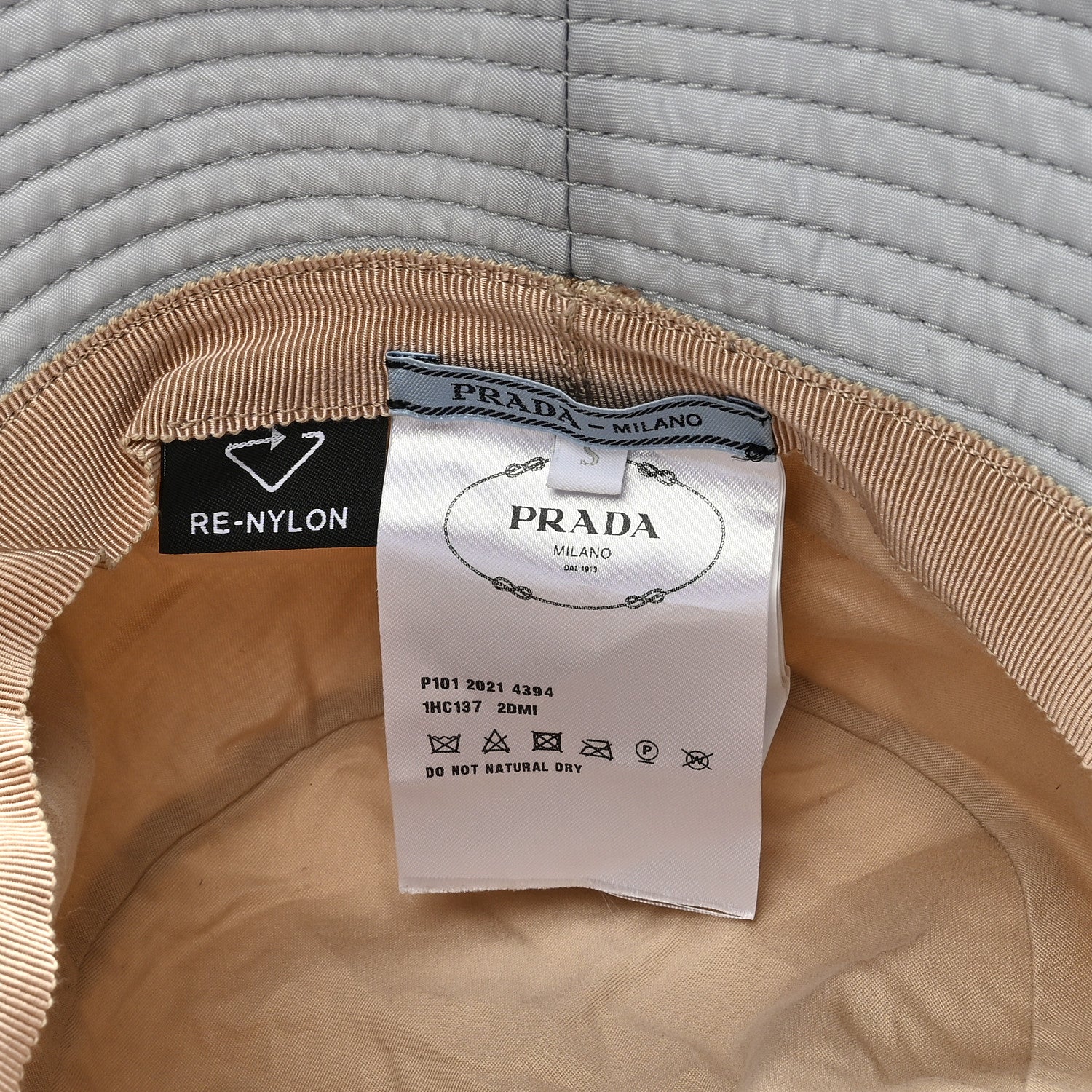 Prada Re-Nylon Metal Triangle Logo Womens Bucket Hat S Fiordaliso 7 of 7