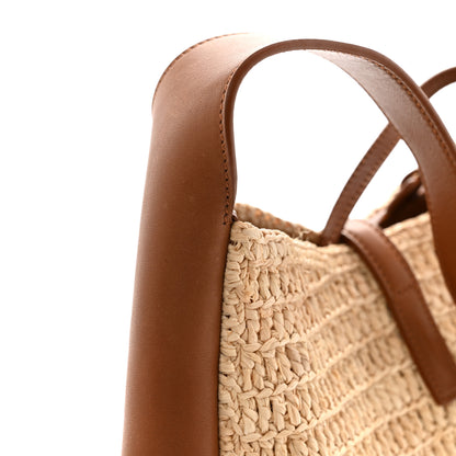 Saint Laurent Raffia Calfskin Le 5 A 7 Small Hobo Natural Brick 15 of 15
