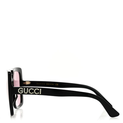 Gucci Crystal Square Frame GG Sunglasses GG0418S Black Pink 3 of 9