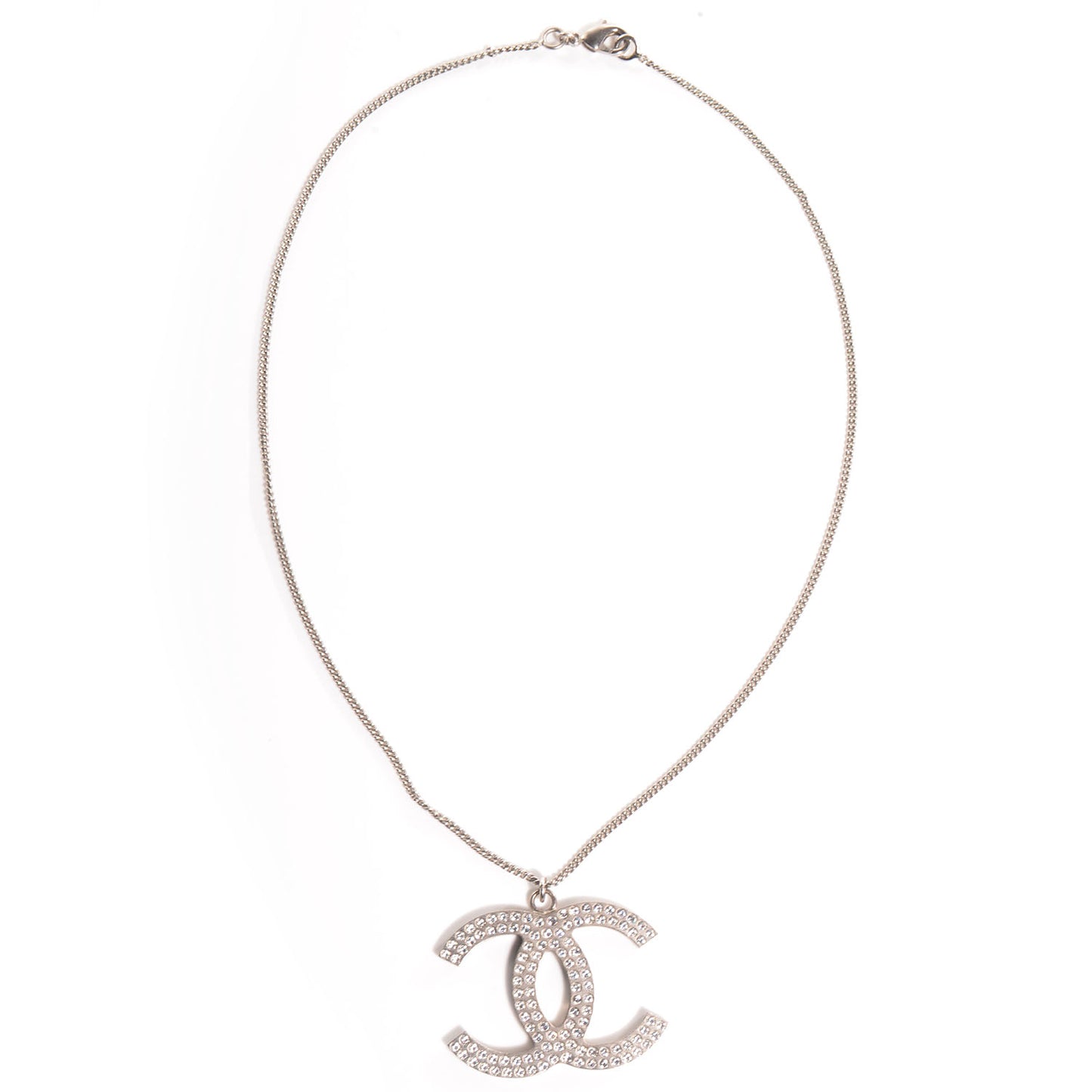 Crystal Large CC Necklace Silver