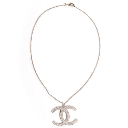 Chanel Crystal Large CC Necklace Silver 4 of 6