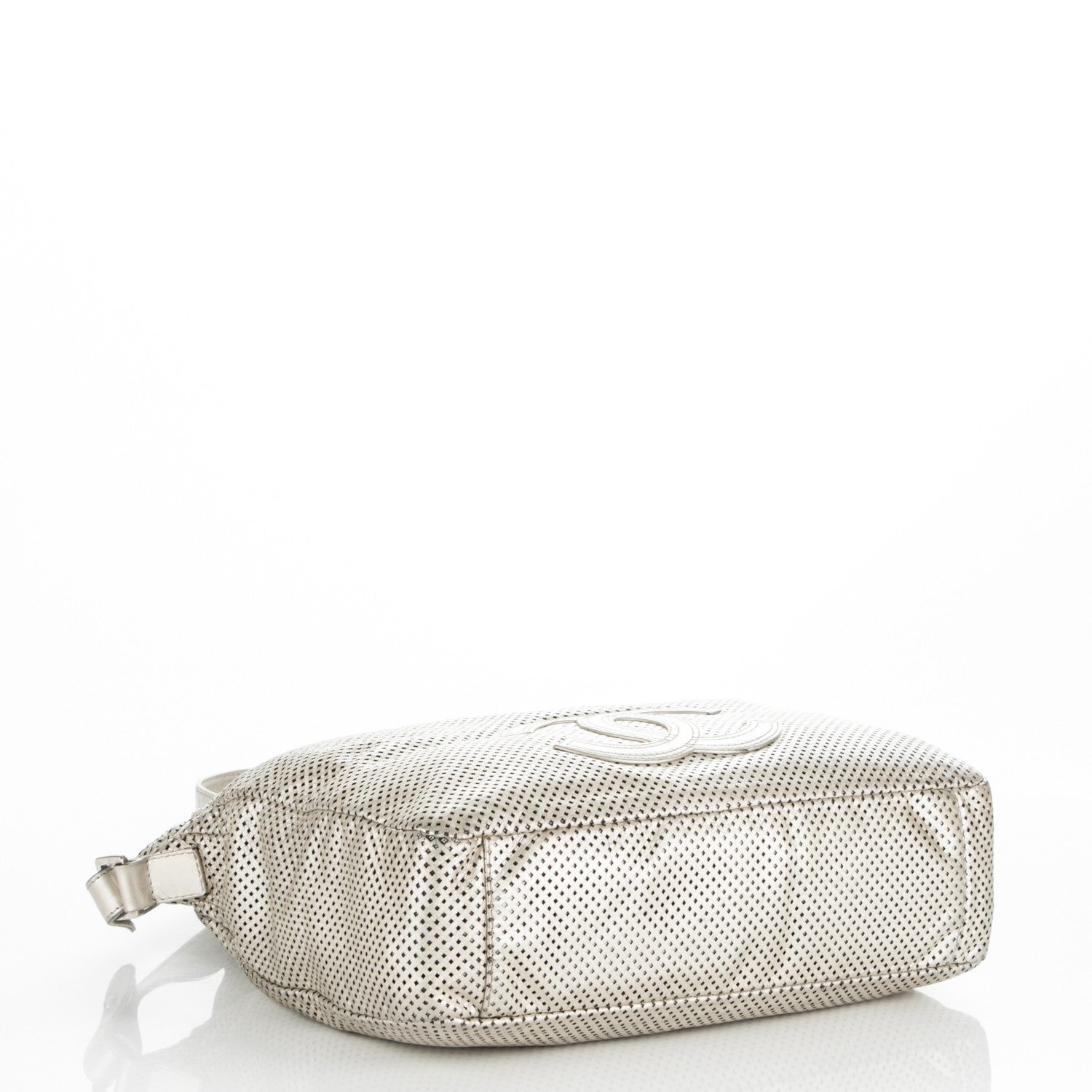 Chanel Metallic Glazed Calfskin Perforated Large Rodeo Drive Tote Silver 4 of 8