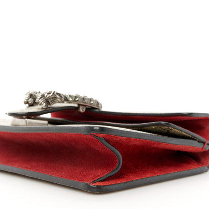 Gucci GG Supreme Monogram Suede Crystal Small Dionysus Shoulder Bag Beige Ebony Vulcanic Red 10 of 10