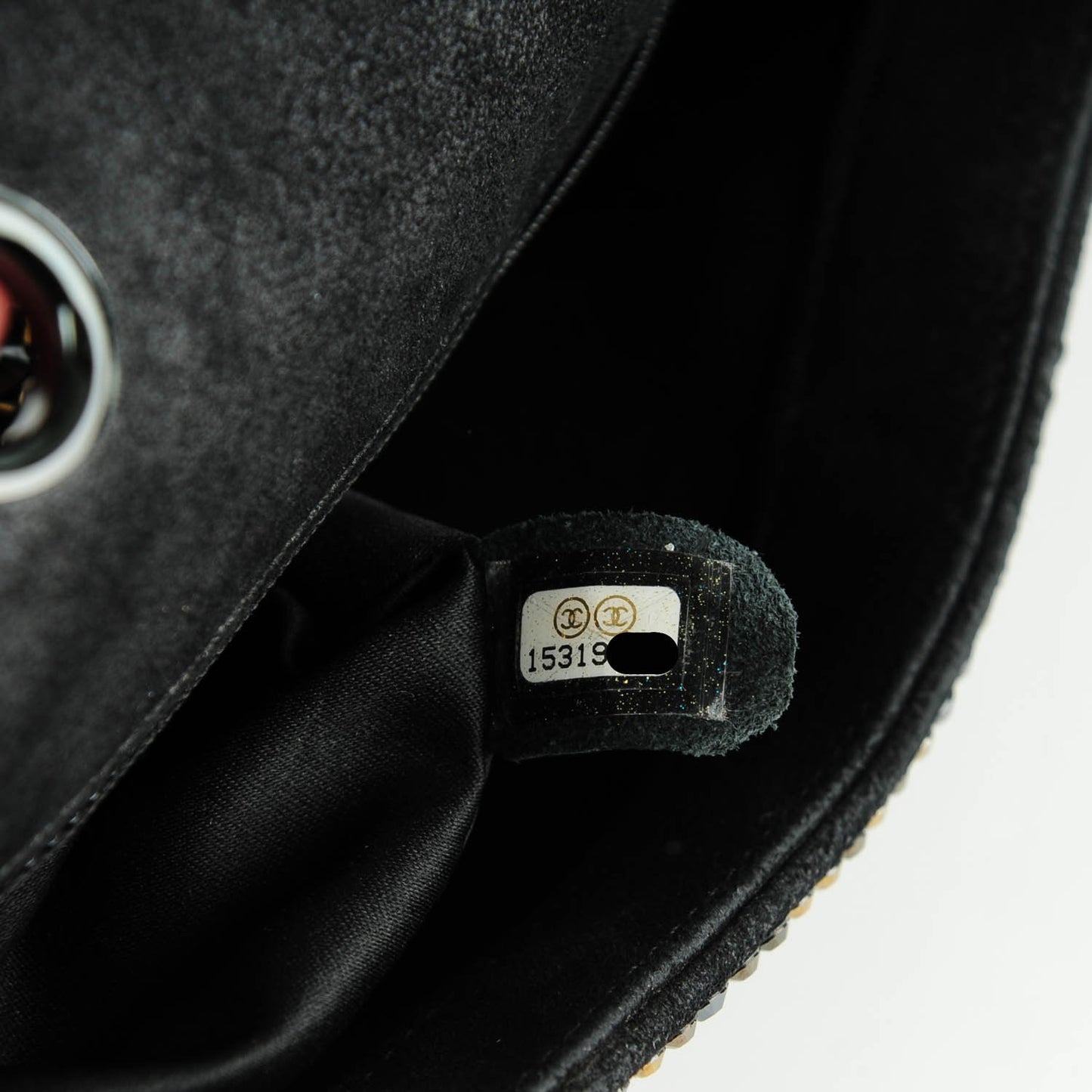 Strass Suede Mini Flap Black Gold