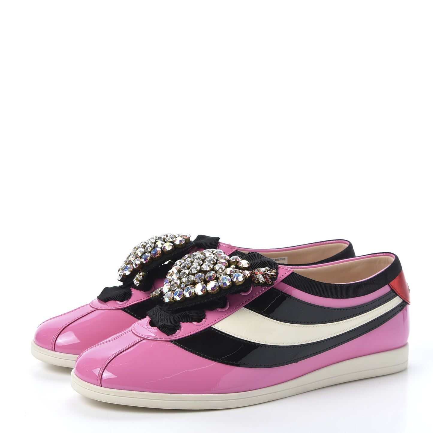 Patent Calfskin Crystal Womens Web Falacer Sneakers 36 Pink