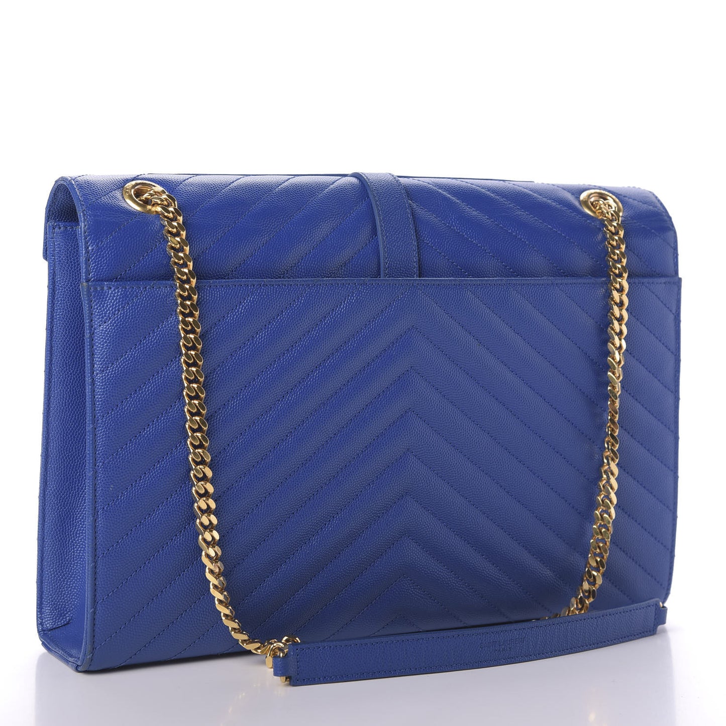 Grain De Poudre Matelasse Chevron Large Monogram Satchel Blue Majorelle