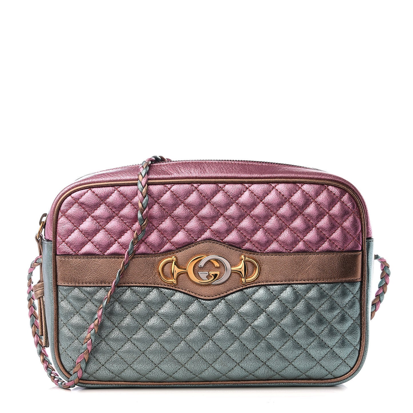 Laminated Nappa Trapuntata Small Zumi Shoulder Bag Rosa Lago Rame