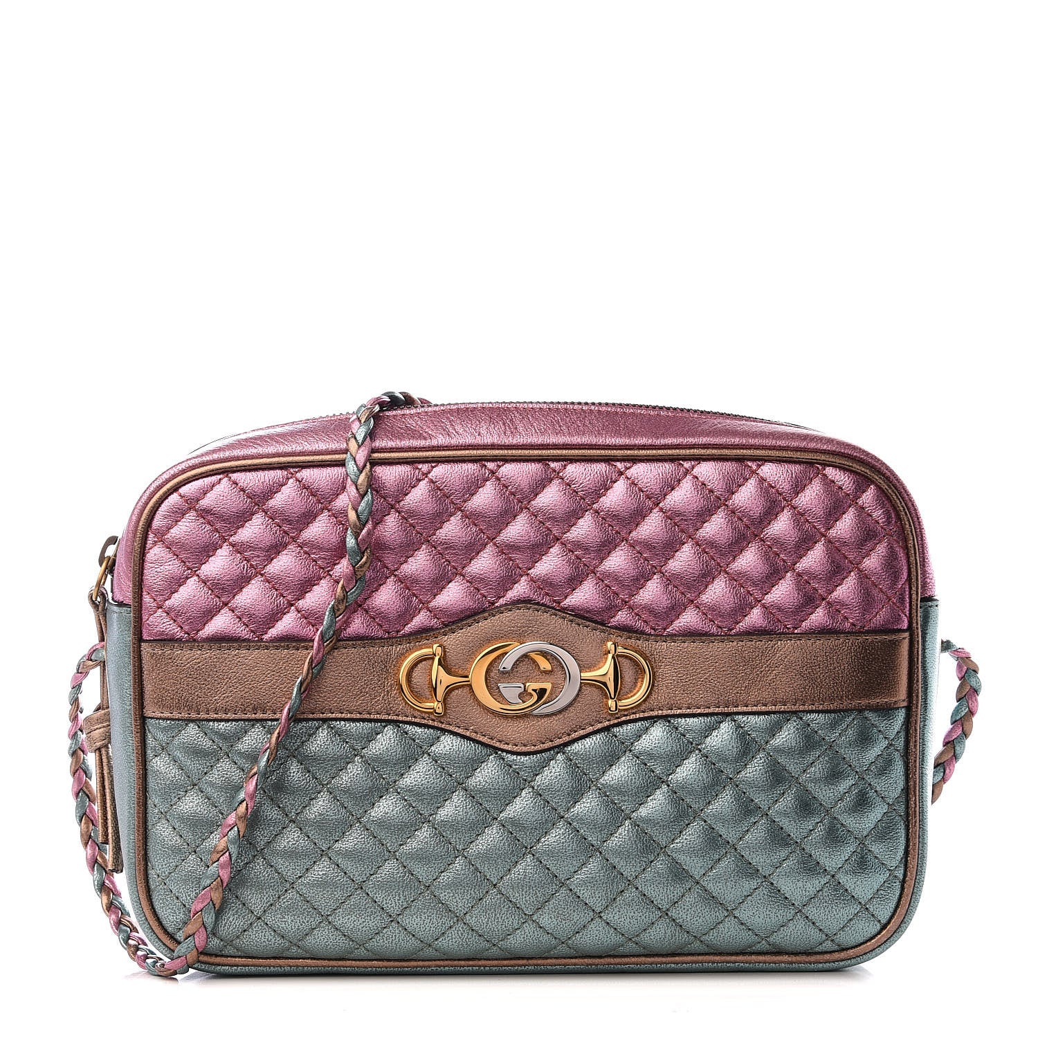 Gucci Laminated Nappa Trapuntata Small Zumi Shoulder Bag Rosa Lago Rame 1 of 8