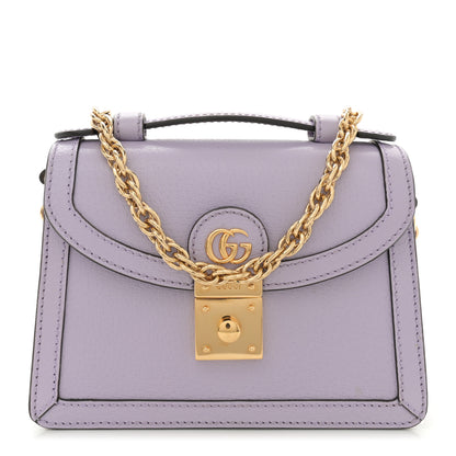 Gucci Textured Dollar Calfskin Mini Ophidia Padlock Top Handle Chain Shoulder Bag Lapis 1 of 11