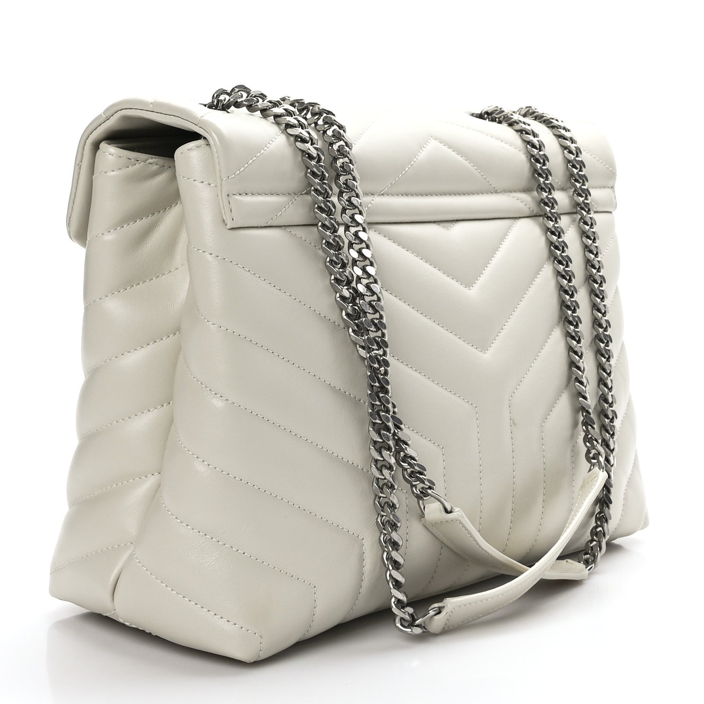 Calfskin Y Quilted Monogram Medium Loulou Chain Satchel Ivory