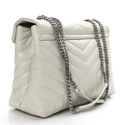 Saint Laurent Calfskin Y Quilted Monogram Medium Loulou Chain Satchel Ivory 3 of 12