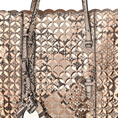 Alaia Snakeskin Laser Cut Mina Tote Neutral 8 of 10