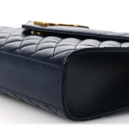Saint Laurent Grain De Poudre Textured Mixed Matelasse Triquilt Medium Monogram Satchel Deep Marine 10 of 14