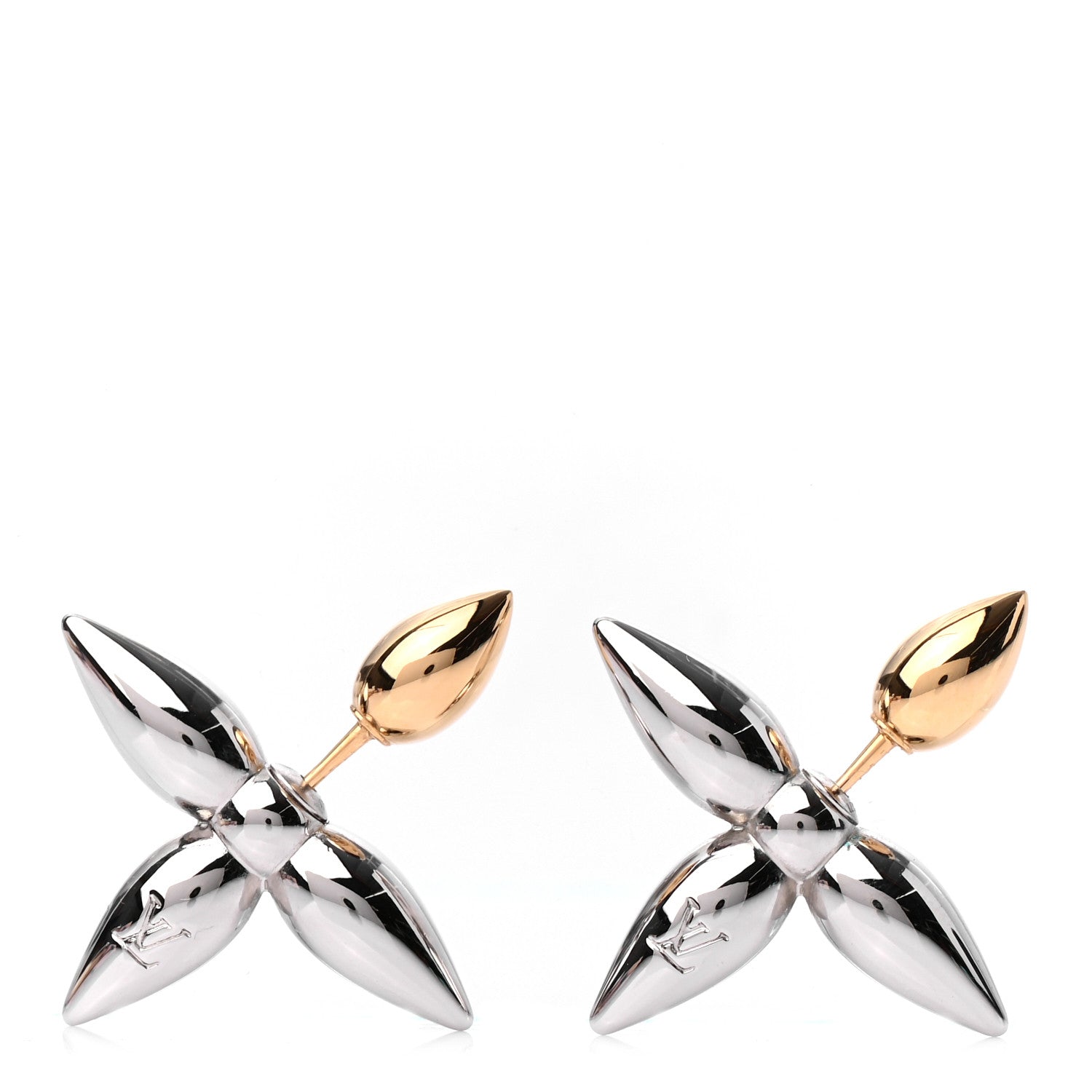 Louis Vuitton Metal Louisette Earrings Silver Gold 1 of 4