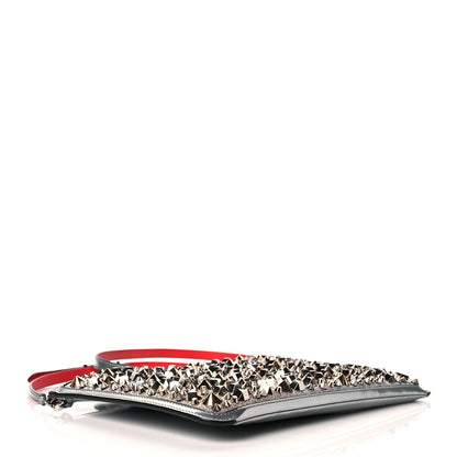 Christian Louboutin Patent Calfskin Glitter Studded Loubiclutch Crossbody Clutch Silver 4 of 9