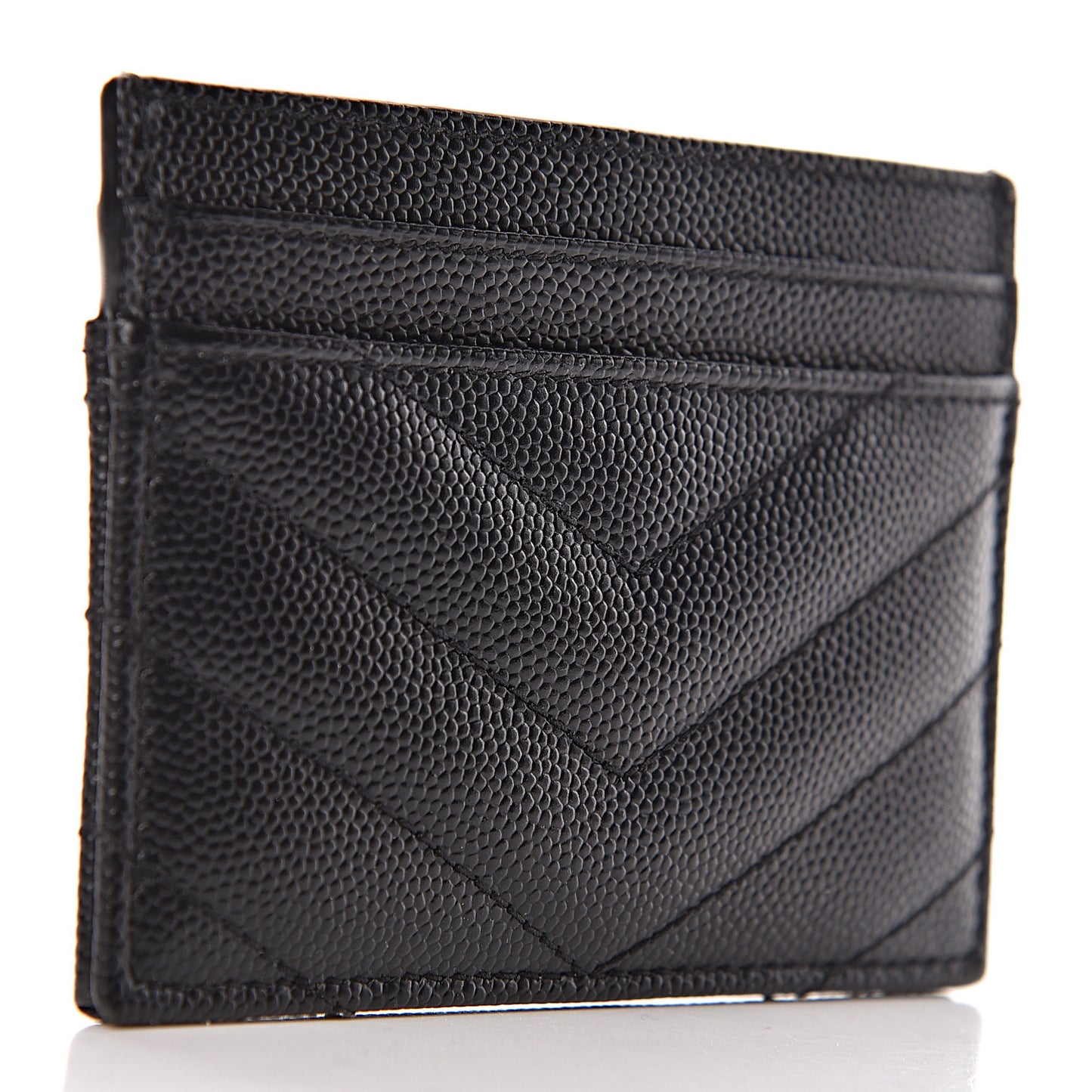 Grain De Poudre Matelasse Chevron Monogram Credit Card Case Black