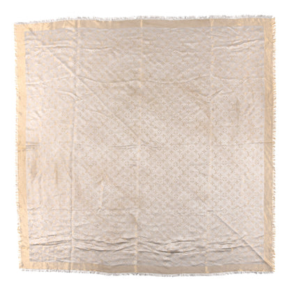 Louis Vuitton Silk Lurex Wool Monogram Shine Shawl Greige 1 of 3