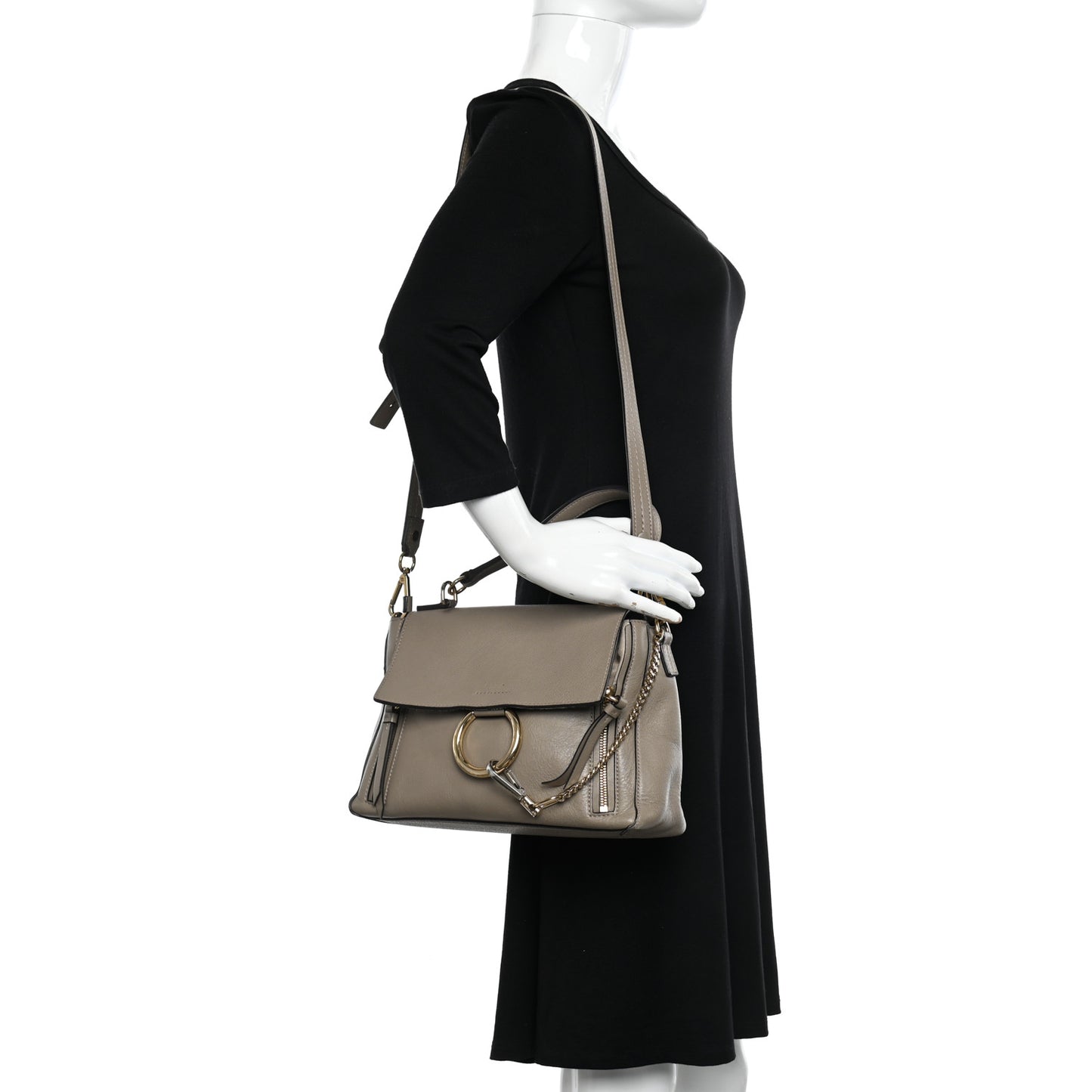 Calfskin Mini Faye Day Shoulder Bag Motty Grey