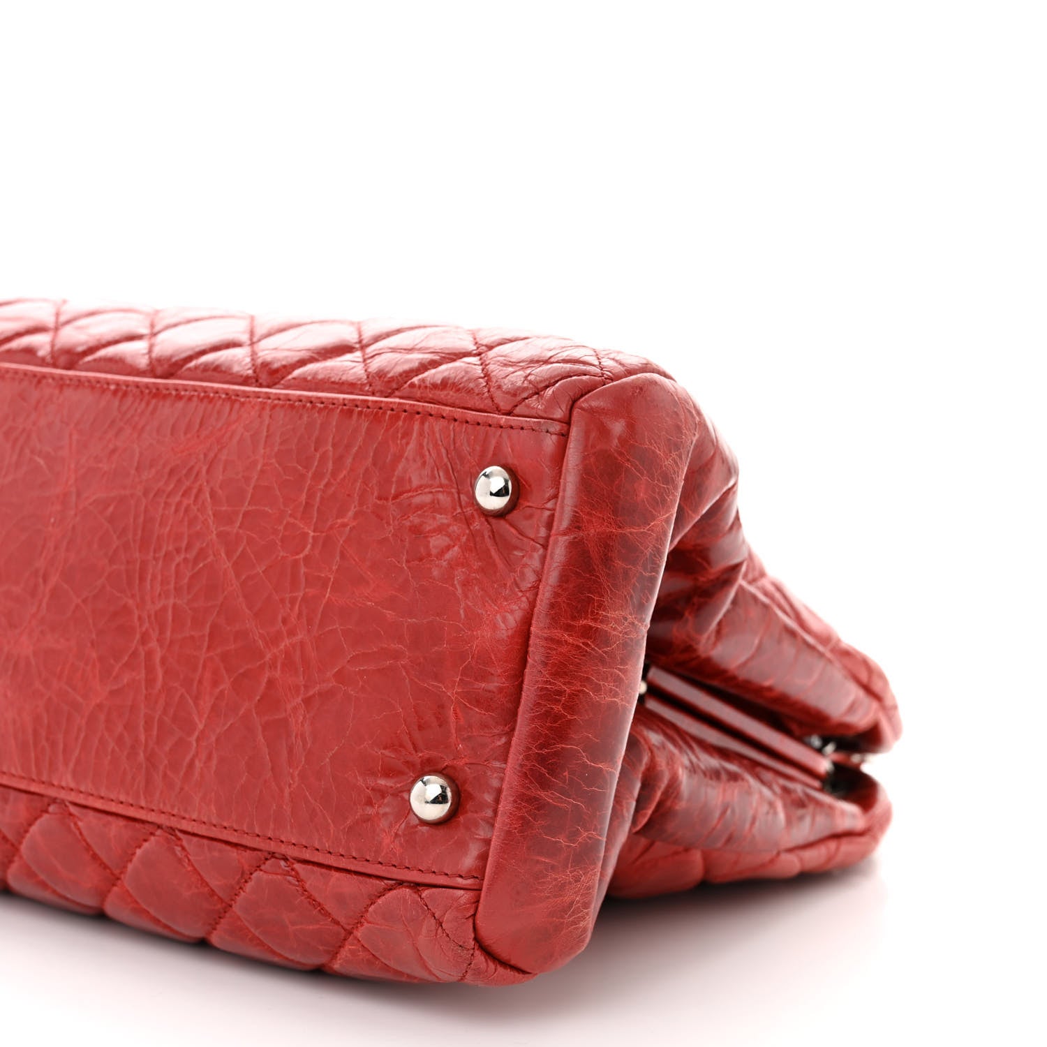 Chanel Glazed Calfskin Quilted Large Just Mademoiselle Bowling Bag Red 12 of 15