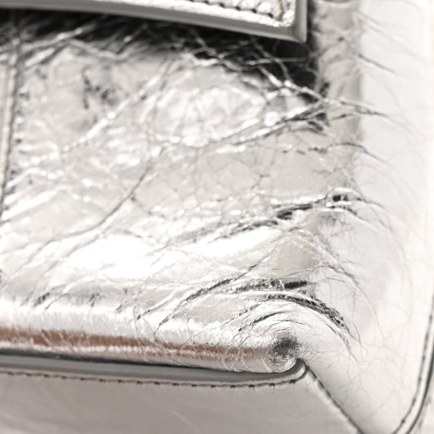 Metallic Calfskin Downtown Chain Shoulder Bag XS Silver
