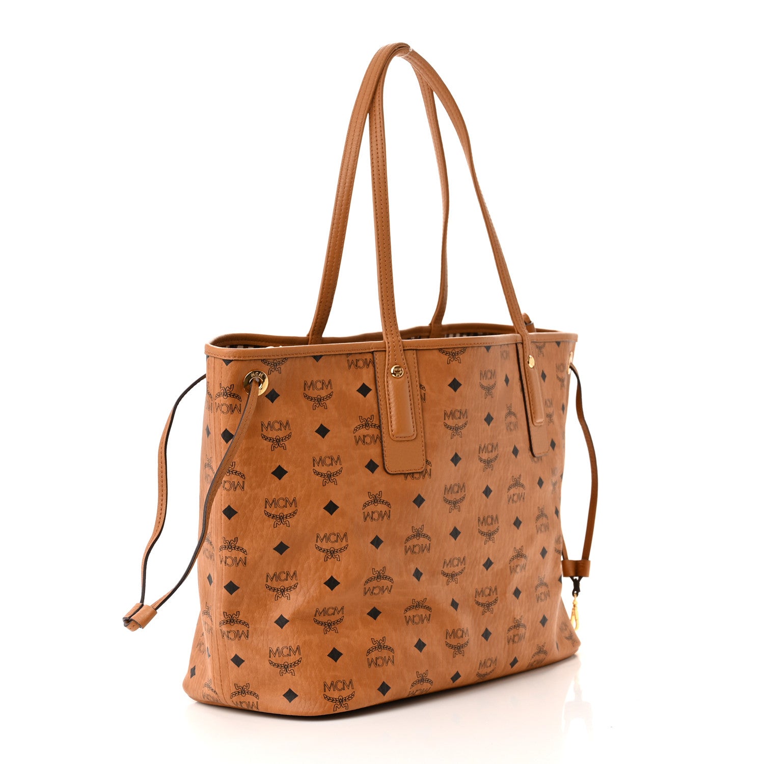 MCM Visetos Medium Liz Reversible Shopper Tote Cognac 6 of 17