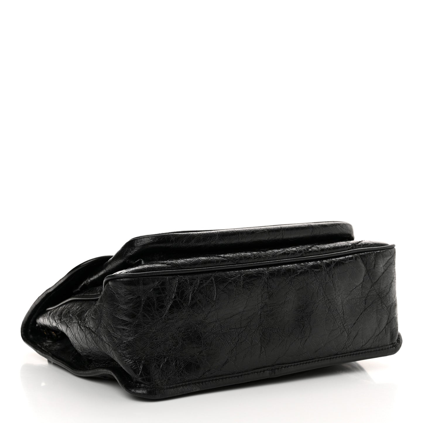 Crinkled Calfskin Matelasse Monogram Medium Niki Chain Satchel Black