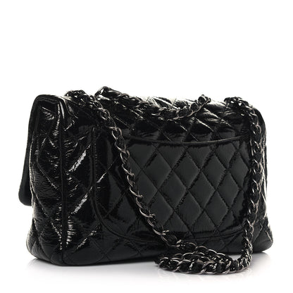 Chanel Crinkled Patent Quilted Jumbo Single Flap Black 3 of 13