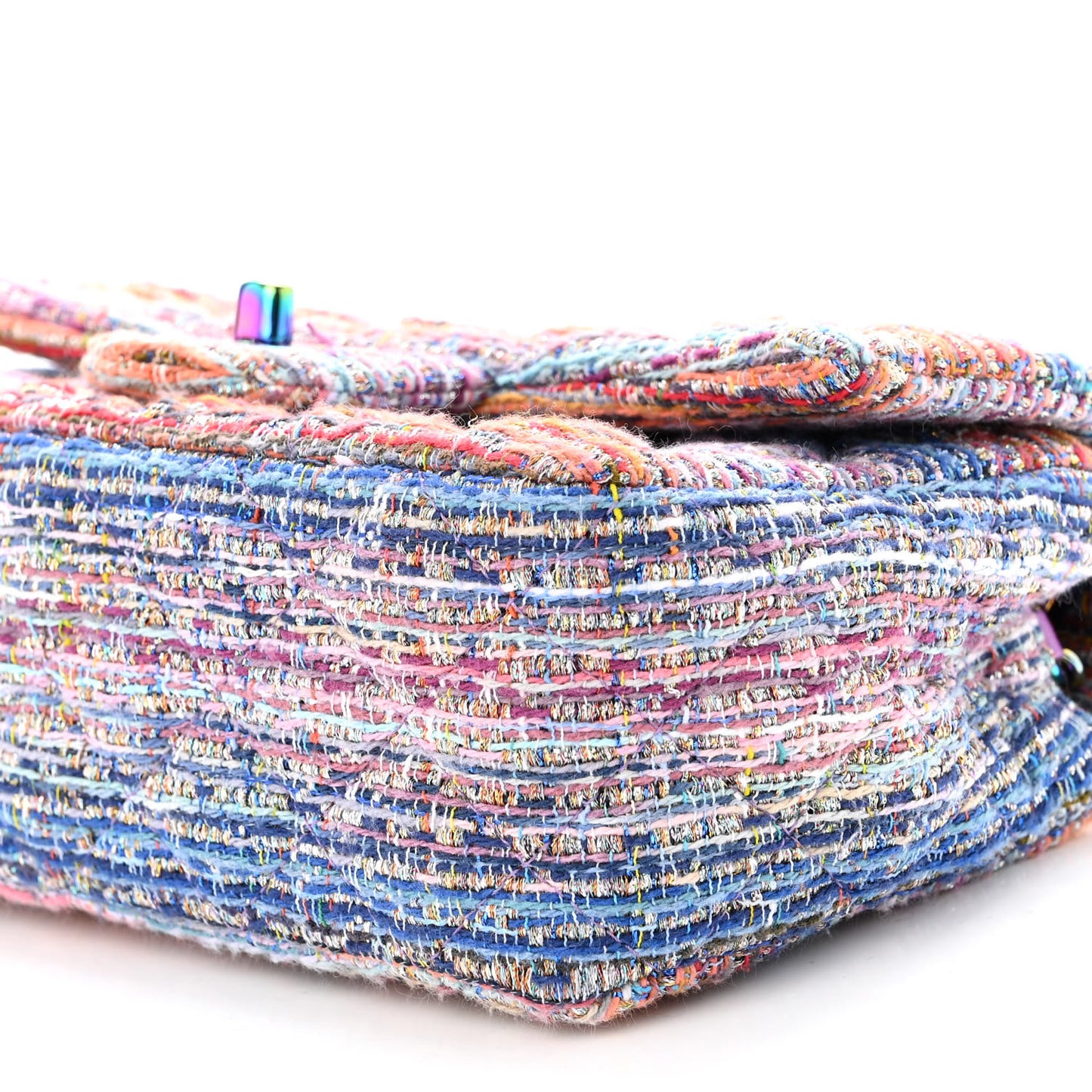 Tweed Quilted Mini Rectangular Flap Blue Pink Orange