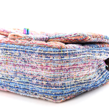 Chanel Tweed Quilted Mini Rectangular Flap Blue Pink Orange 10 of 11