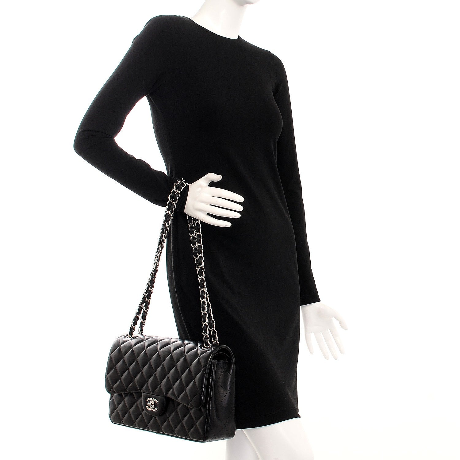 Chanel Lambskin Quilted Jumbo Double Flap Black 3 of 9