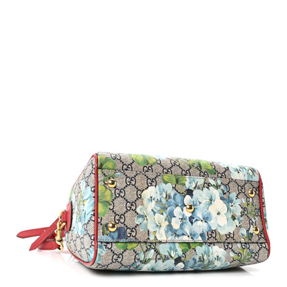 Gucci GG Supreme Monogram Blooms Small Boston Beige Blue Navy Hibiscus Red 3 of 10