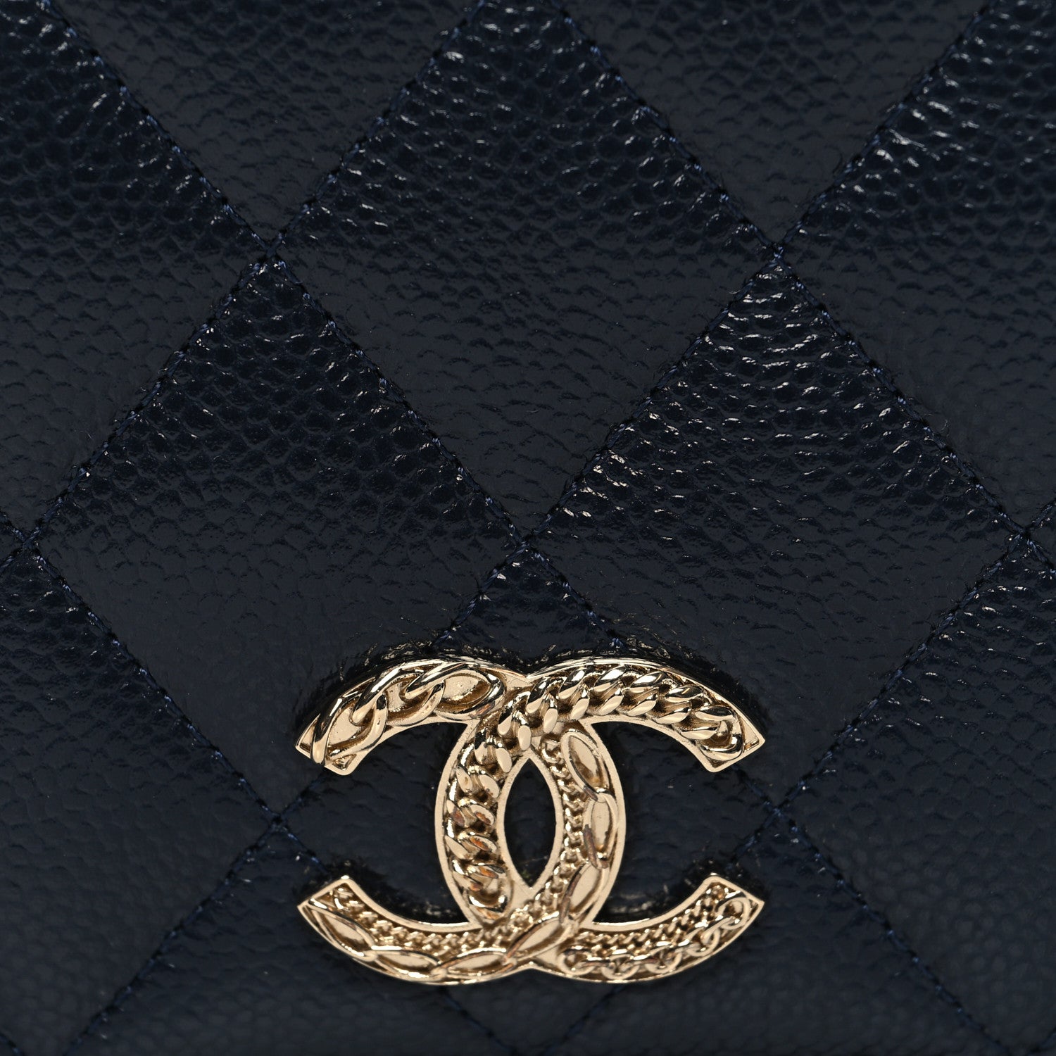 Chanel Caviar Quilted Multi Chain CC Compact Bifold Wallet Navy 8 of 11