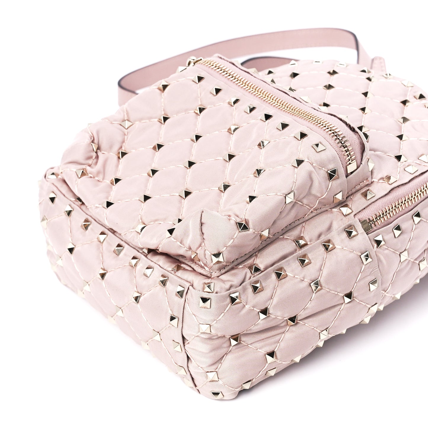 Nylon Quilted Mini Rockstud Spike Backpack Dusty Rose