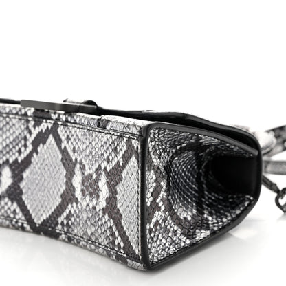 Balenciaga Shiny Calfskin Snakeskin Embossed Hourglass Top Handle Bag XS Silver Black 9 of 9