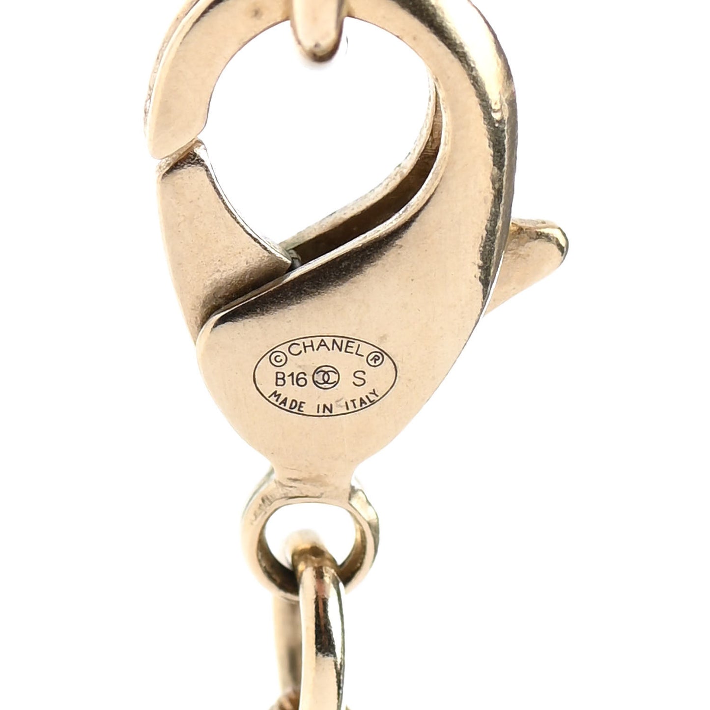 Beaded CC Long Necklace Black Gold