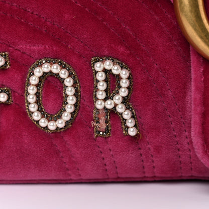 Gucci Velvet Matelasse Blind for Love Embroidered Medium GG Marmont Shoulder Bag Light Raspberry Rose Multicolor 13 of 16