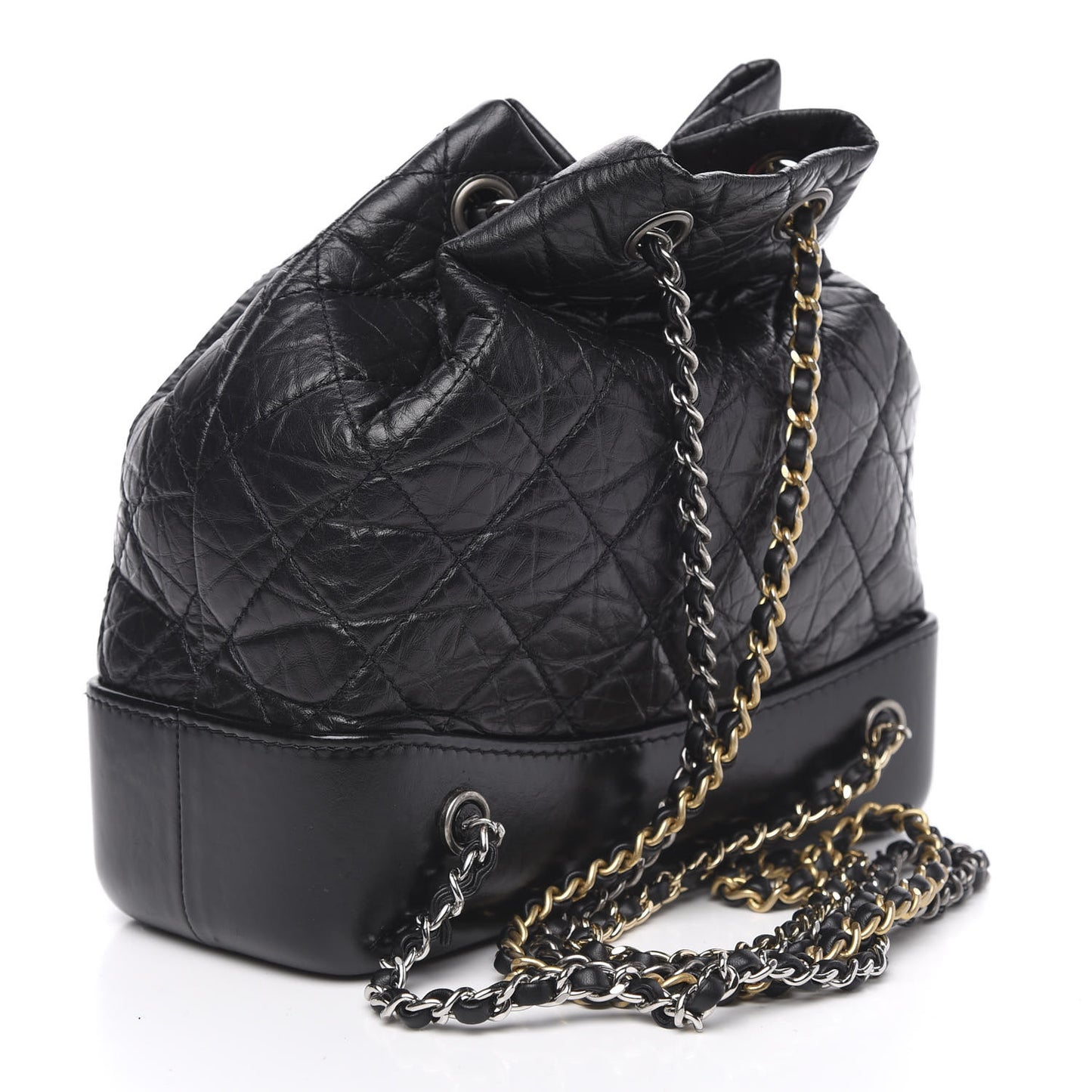 Aged Calfskin Quilted Small Gabrielle Backpack Black