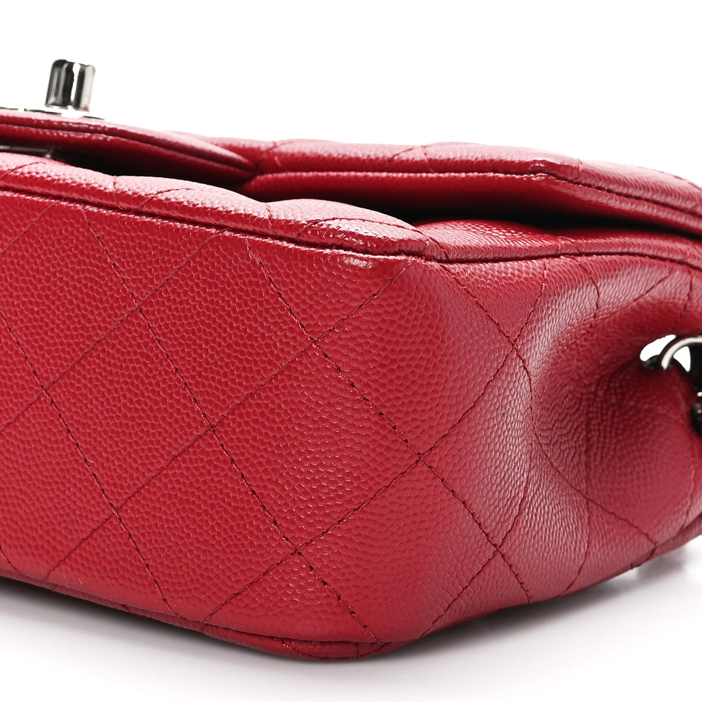 Caviar Quilted Mini Rectangular Flap Red