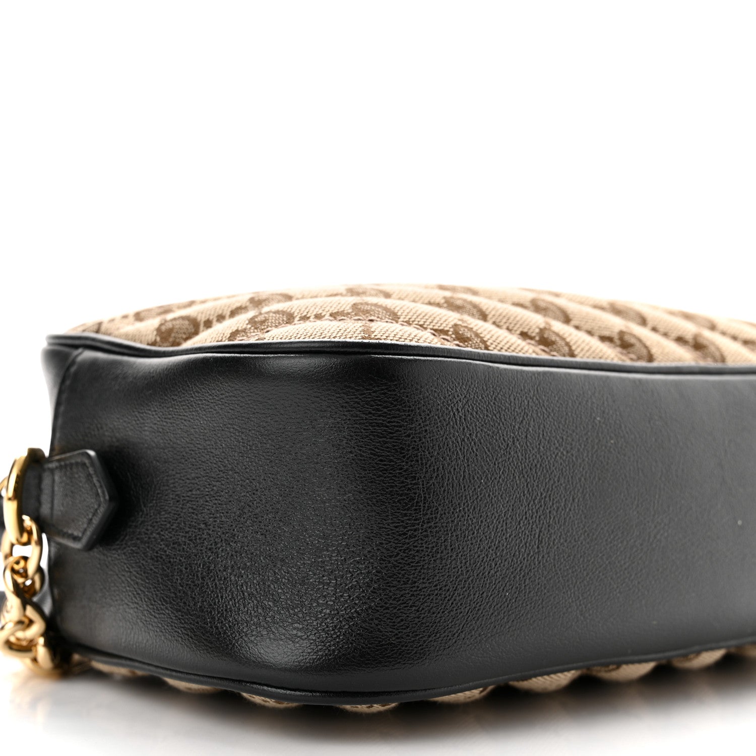 Gucci Monogram Matelasse Diagonal Small GG Marmont Chain Shoulder Bag Beige Black 9 of 11