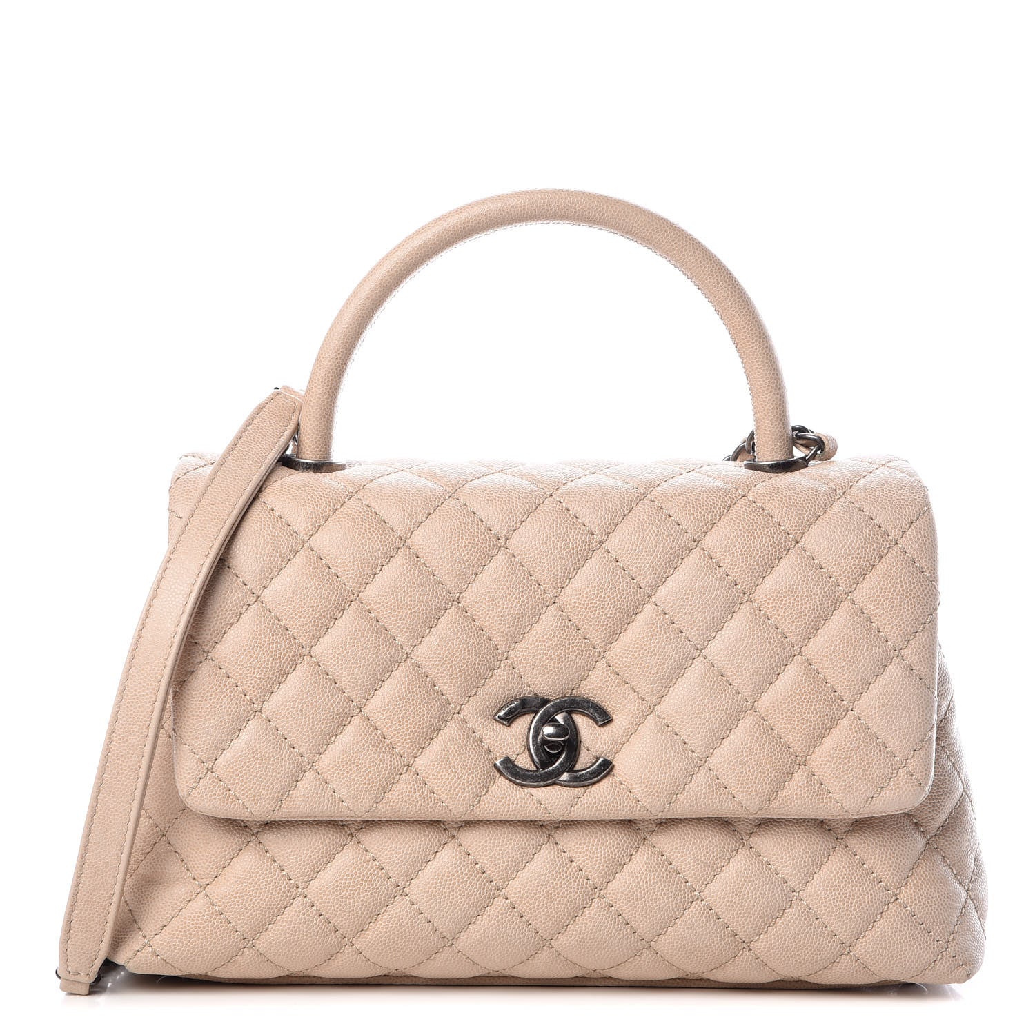 Chanel Caviar Quilted Small Coco Handle Flap Light Beige 1 of 10