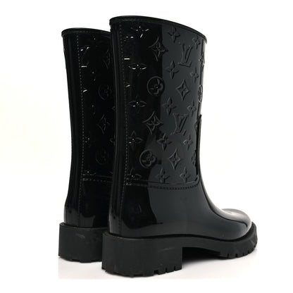 Louis Vuitton Rubber Embossed Monogram Drops Flat Half Boots 37 Black 4 of 10