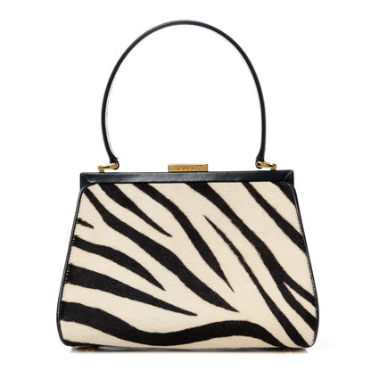 Gucci Calf Hair Top Handle Frame Bag Black White 1 of 13