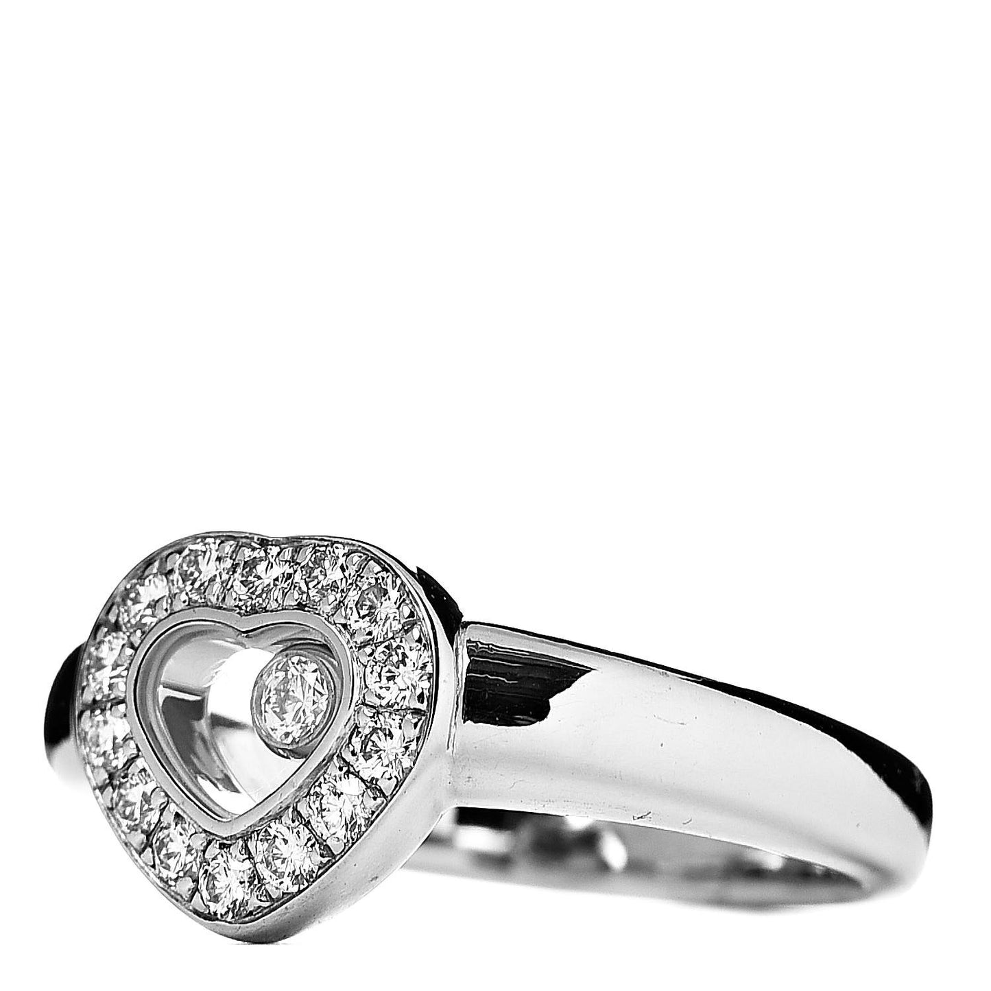 18K White Gold Diamond Happy Diamonds Heart Ring 52 6