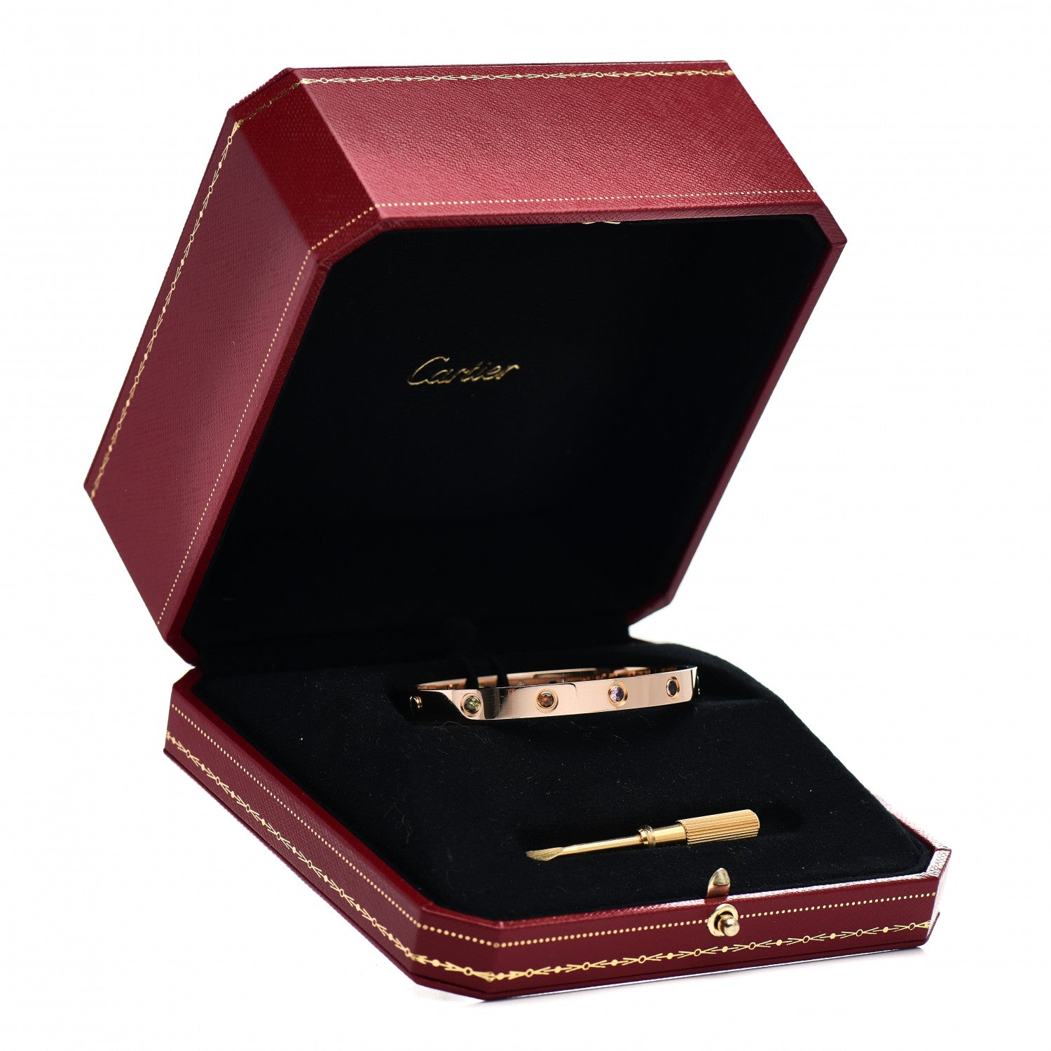 Cartier 18K Pink Gold Sapphire Garnet Amethyst LOVE Bracelet 17 5 of 5