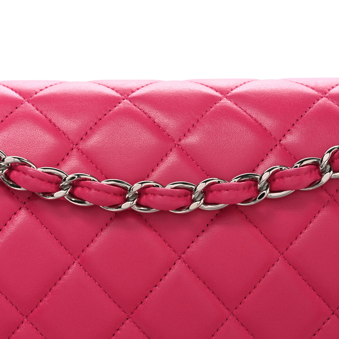 Lambskin Quilted Maxi Double Flap Fuchsia