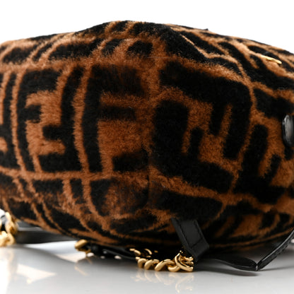 Fendi Shearling Macro FF 1974 Mini Backpack Tobacco Black 10 of 10
