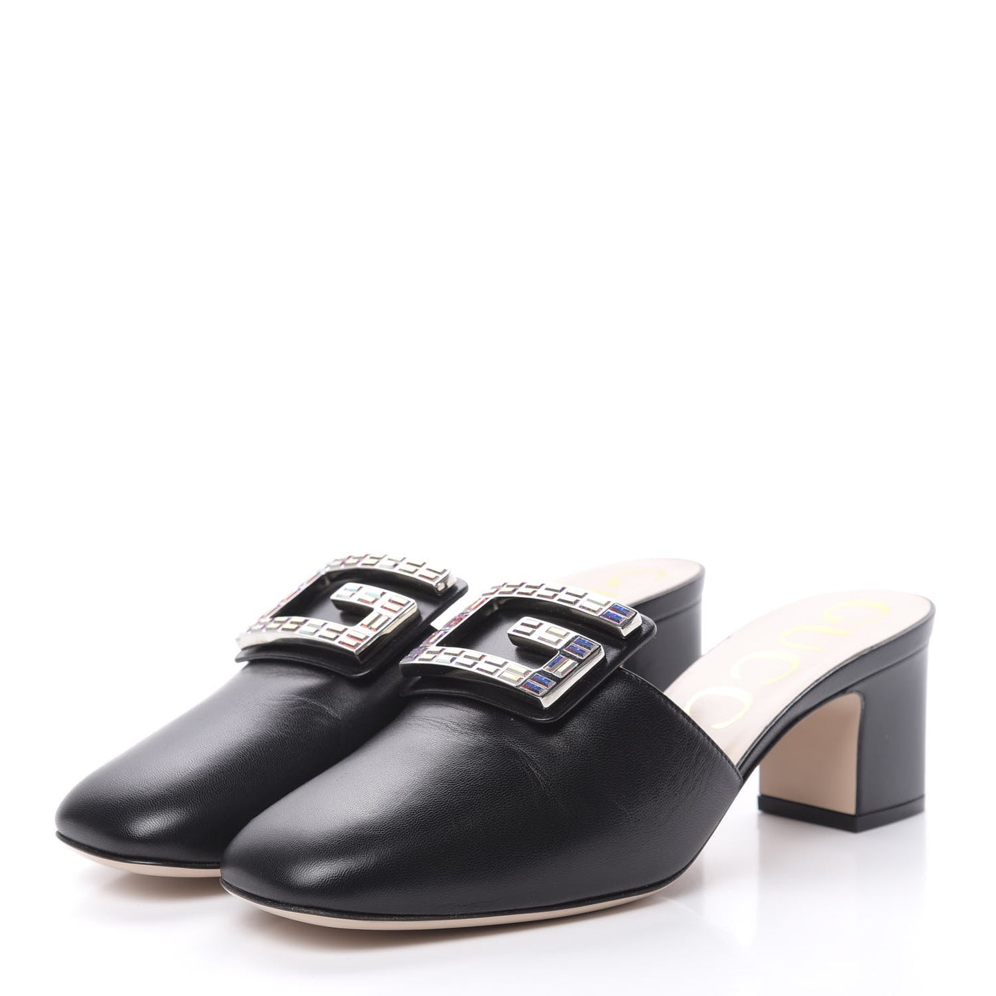 Malaga Kid Crystal Square G Madelyn Mules 39 Black