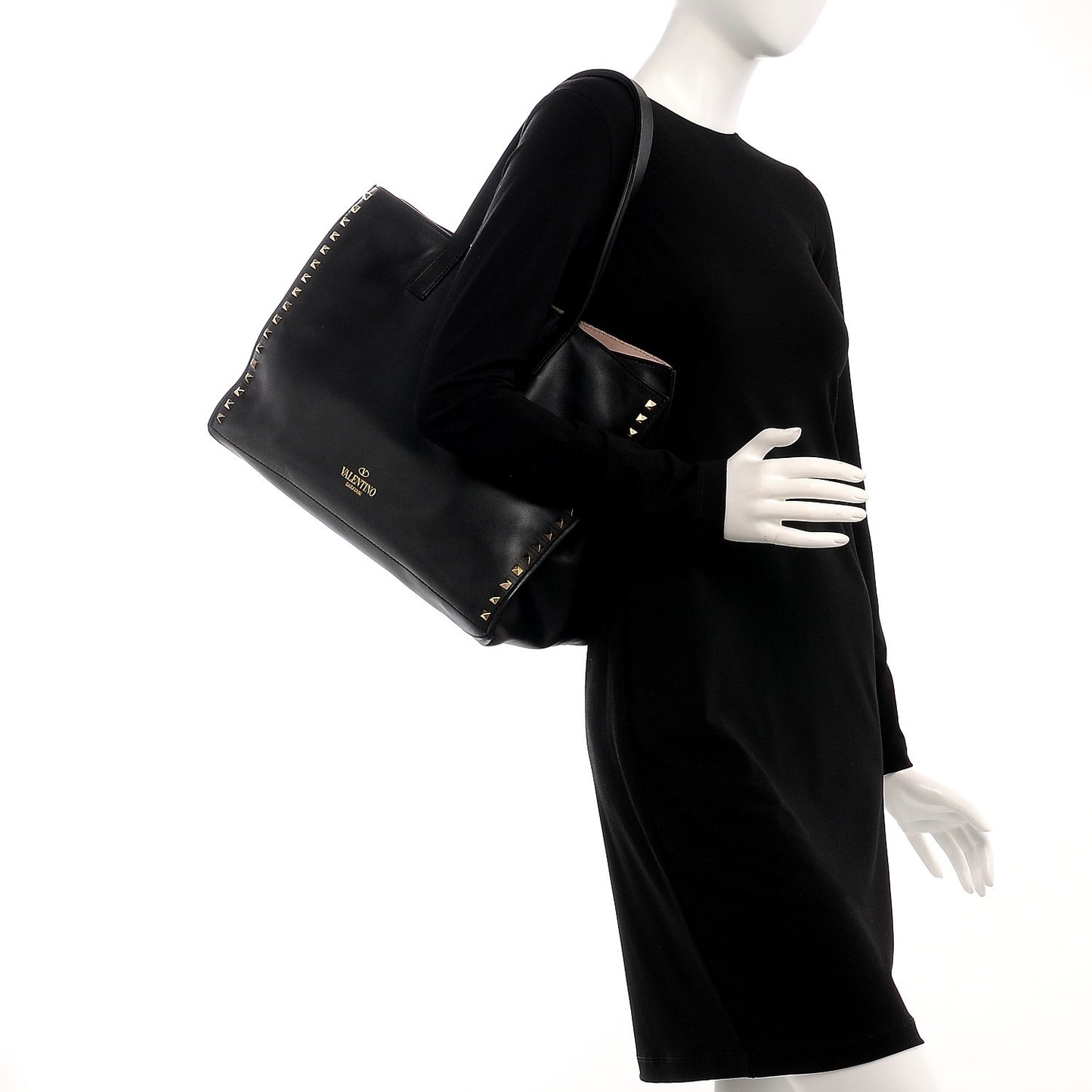 Nappa Medium Rockstud Soft Tote Black