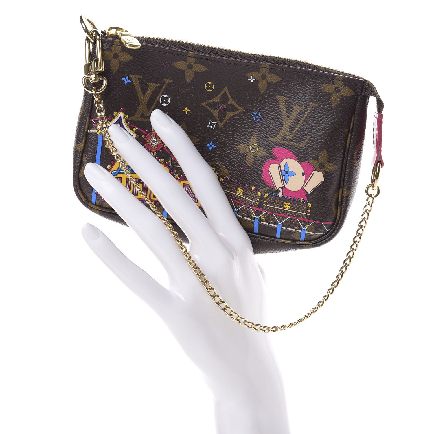 Louis Vuitton Monogram 2020 Christmas Animation Roller Coaster Mini Pochette Accessories Pivoine 2 of 9