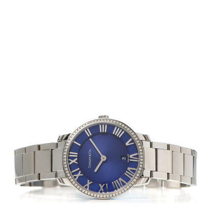 Tiffany Stainless Steel Diamond Bezel 31mm Atlas 2-Hand Quartz Watch Blue Azure 2 of 5